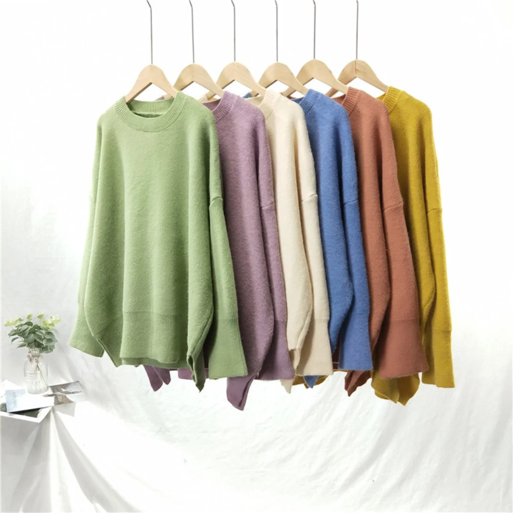 Свитер Женский вязаный с круглым вырезом и длинным рукавом | Женская одежда