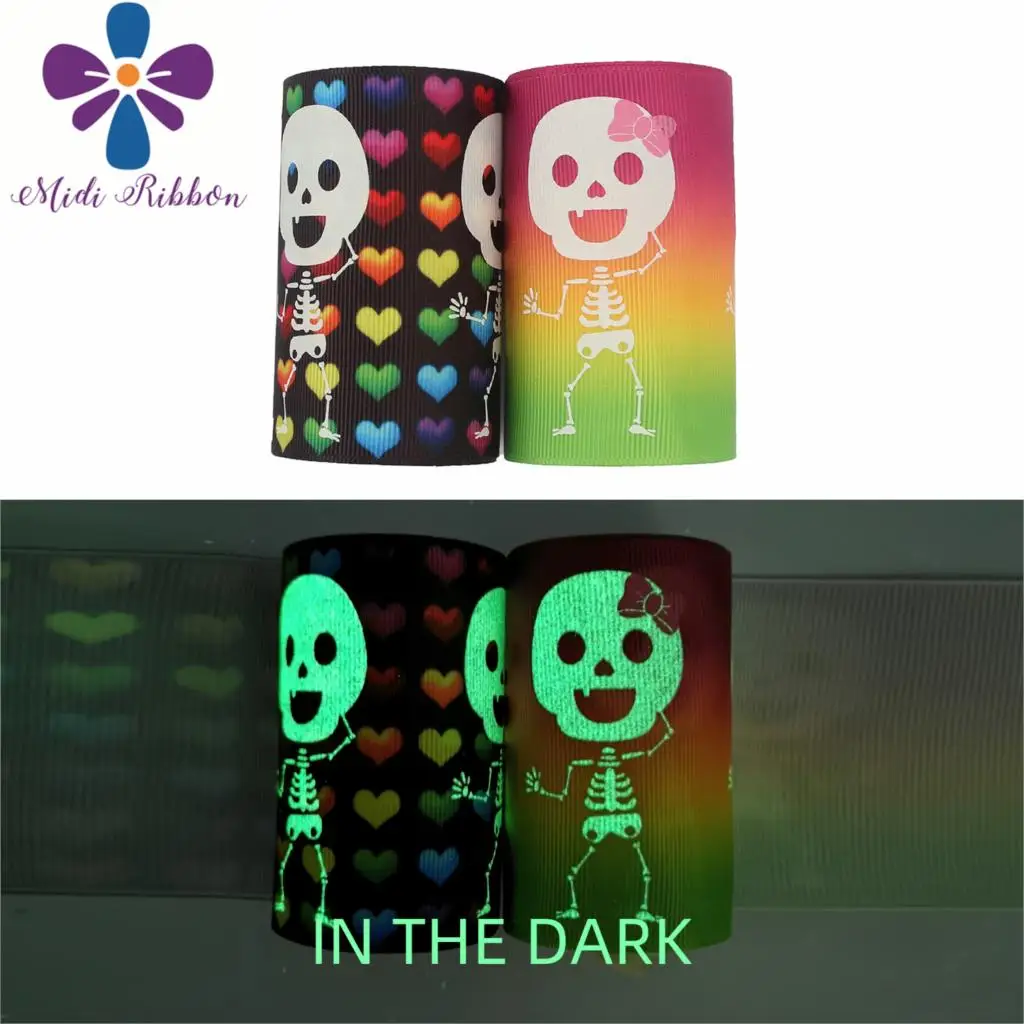 3 &quot75 мм белая чернильная печать светится в темноте Хэллоуин Череп цветное