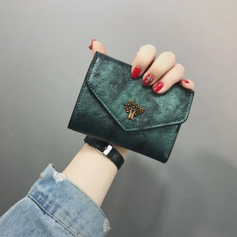 Винтажные женские кошельки кожаный короткий кошелек на застежке женский