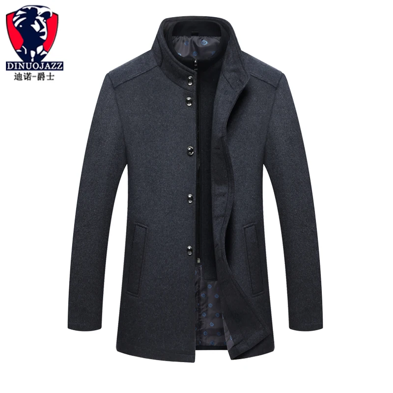 gray wool coat Мужская куртка осень зима теплая кашемировая шерсть стоячий воротник повседневное однобортное пальто большой размер - Цвет: gray wool coat