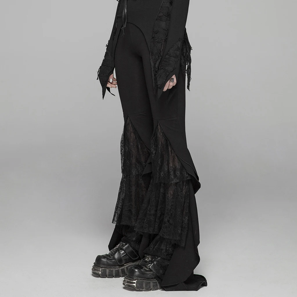 PUNK RAVE Women's Gothic Lace  Big Pendulum Trousers Punk Retro Sexy Party Club Holiday Flare Fashion Women Pants