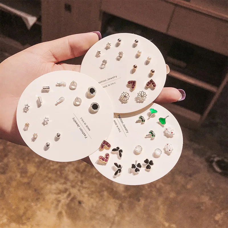 

Cute Earrings Set Combination Earrings 2021 Trendy Temperament Simple and Cold Japanese and Korean Style Earrings Women