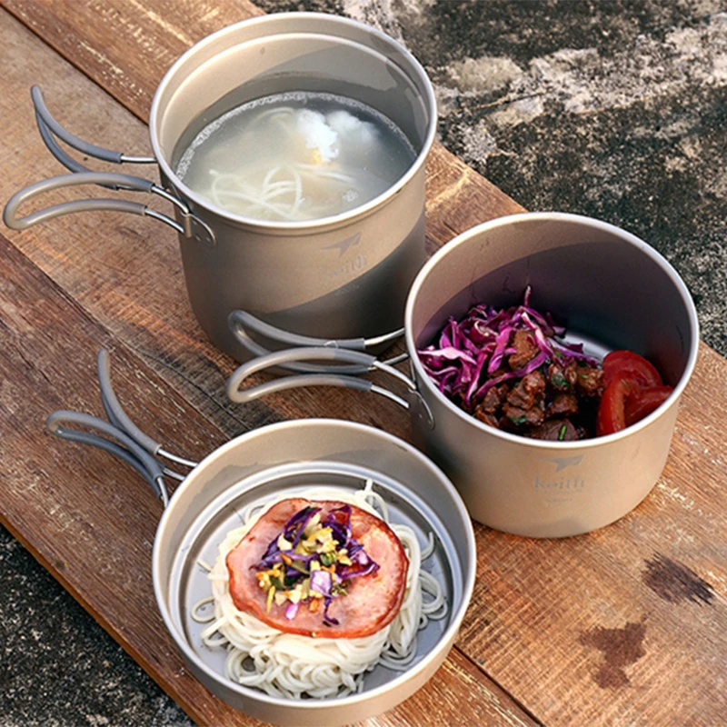 Набор посуды для кемпинга титановый набор приготовления пищи столовых приборов