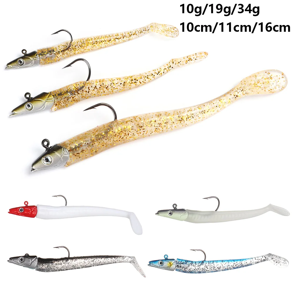 Soft Lure Glow Crazy Fish Sand Eel Wobbler Bait Silicone Sea Bass Pike Caña Rockfishing Grouper Vinyl Fishing Lead Jig | Спорт и