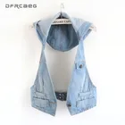 Светильник синий тонкий капюшоном джинсовый жилет, женский, 2021 летнее платье с v-образным воротником; Куртка без рукавов Повседневное платье без рукавов Короткие куртки Feminina джинсовый жилет