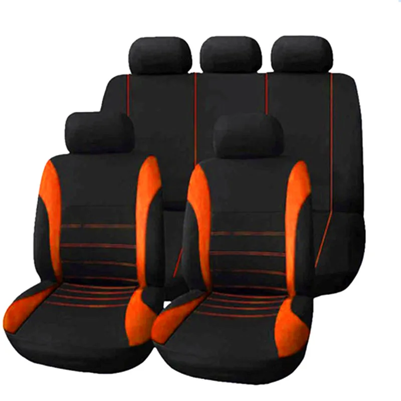 Auto Parts Car Seat Cover Polyester Fabric 2/4/9 Piece Set Four Season Universal Front/Rear Car Seat Cushion images - 6