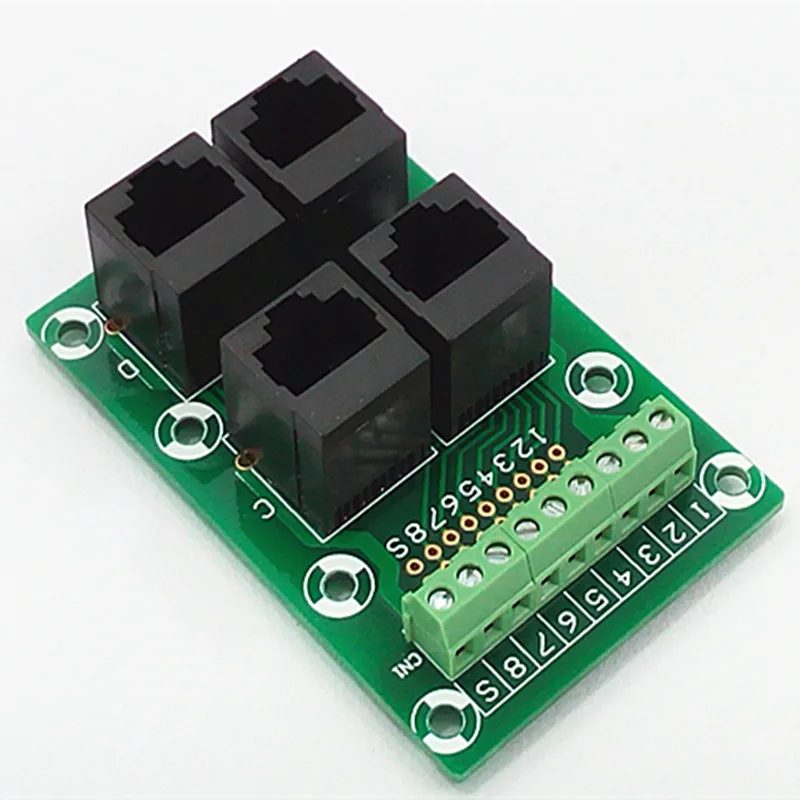 4-ходовая коммутационная плата RJ45 8P8C Jack Клеммная колодка соединитель. |