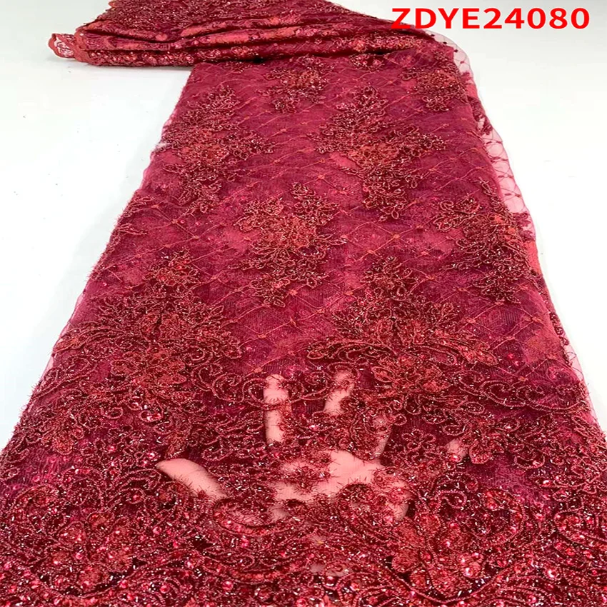 

Африканская вышивка с блестками и кружевом высшего качества 2021, нигерийский воск 5 ярдов ZDYE24080