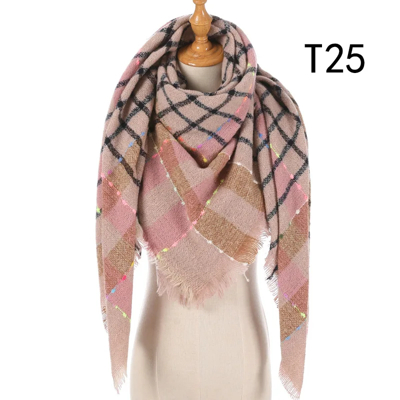 2020 дизайнерский брендовый зимний клетчатый шарф Женские Треугольные