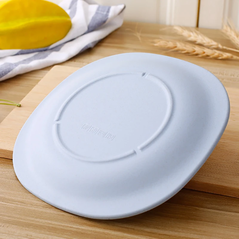 

4Pcs/Set Creative Pure Natural Wheat Straw Household Plate Dish Multi-function Plastic Foods Dish Dessert Kitchen Plate Tray