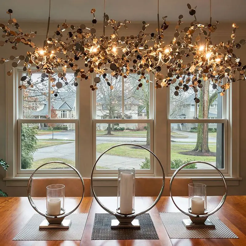 

Modern Designer Stainless Steel Chandelier Home Decor Dinning Room Chandelier Lighting Decoration LED Suspension Lamp