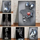 Скандинавские пары, металлическая статуя, Картина на холсте, скульптура для влюбленных, плакат, печать, Настенная картина для гостиной, настенное искусство, домашний декор