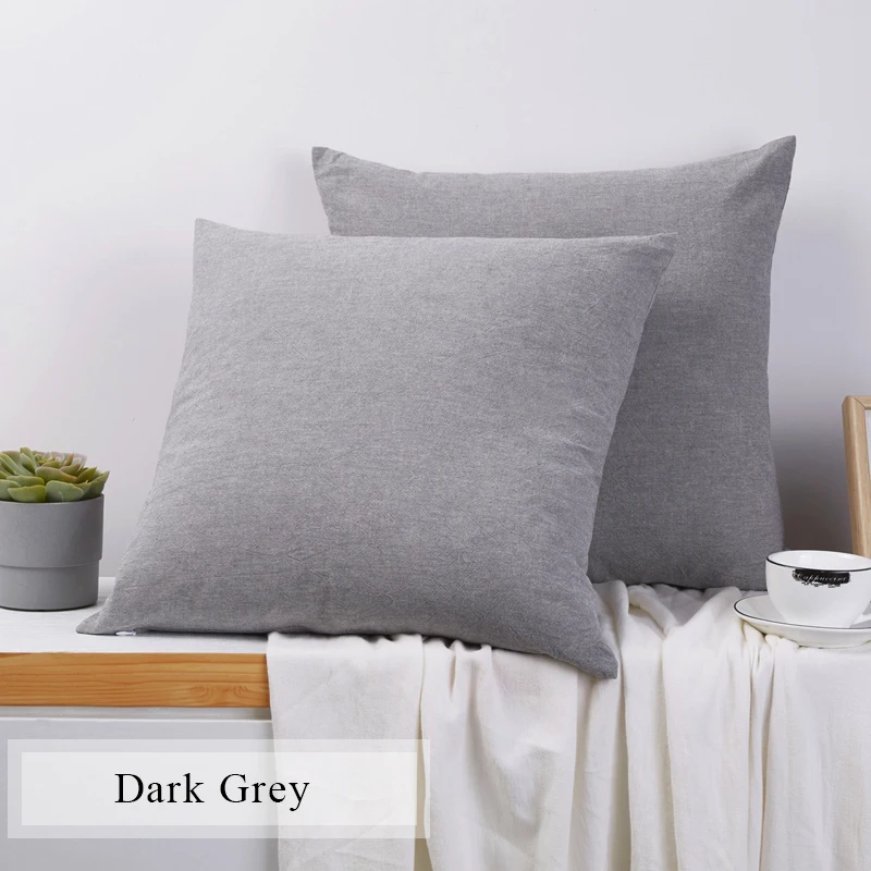 PHF Cotton Back Cushion Pillow Cover 45*45 cm Yarn Dye Pad For Solid Two-Pack Solid Russet Red Dark Grey Blue Color