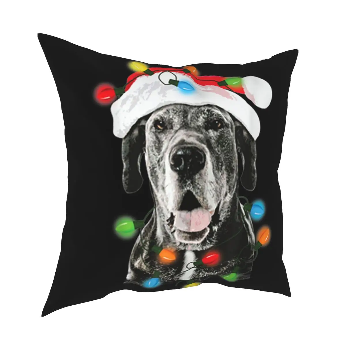 Хороший смешной Санта дог Рождественские огни для папы мамы и ребенка на