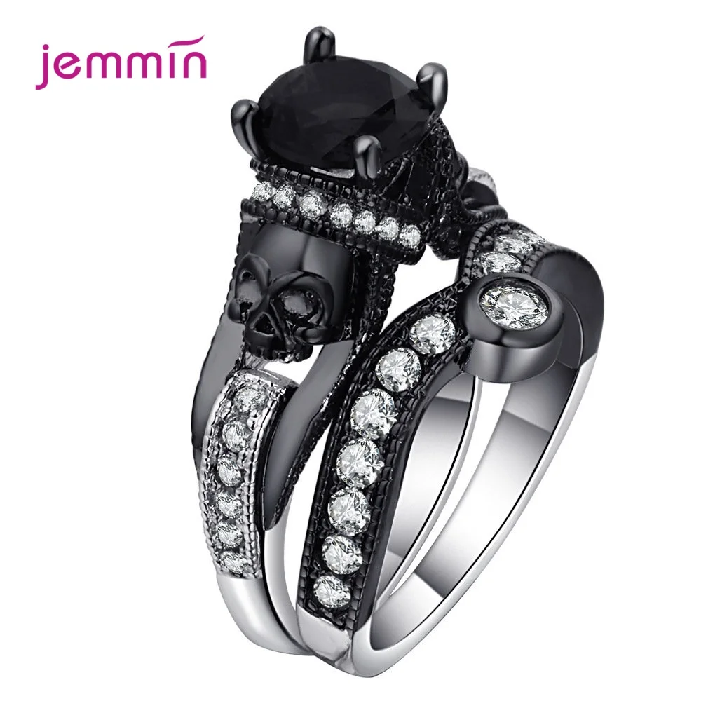 Новое поступление креативный роскошный черный череп 925 Серебряные кольца для