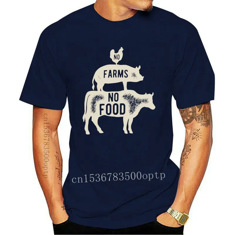 

New No Farms No Food t Shirt Blue Dusk