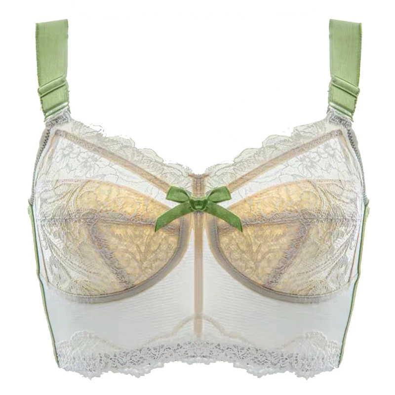 

Women's Full Surpport Underwear Elegant Constrat Color Soft Cup Lace Push Up Minimizer Ladies Bra New 36 38 40 42 A B C D E