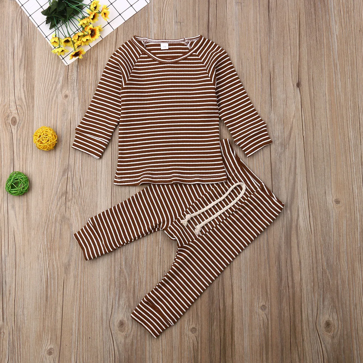 Футболка в полоску с длинным рукавом для новорожденных мальчиков и девочек