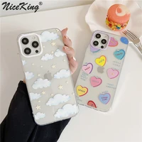 cute cartoon heart shape clouds phone case for iphone 13 12 11 pro xs max xr x 8 7 plus se 2020 camera protection soft tpu cover