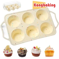 kongbaking skycool silicone muffin pan 6 cup diy silicone baking mold for dome mousse chocolate cake non stick cupcake maker