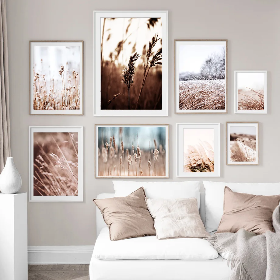 Камыш Пшеница Одуванчик осень пейзаж настенное Искусство Холст Картина