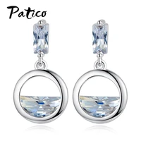 new 925 sterling silver cubic zirconia drop earings for women geometric circle piercing fashion jewelry statement gifts