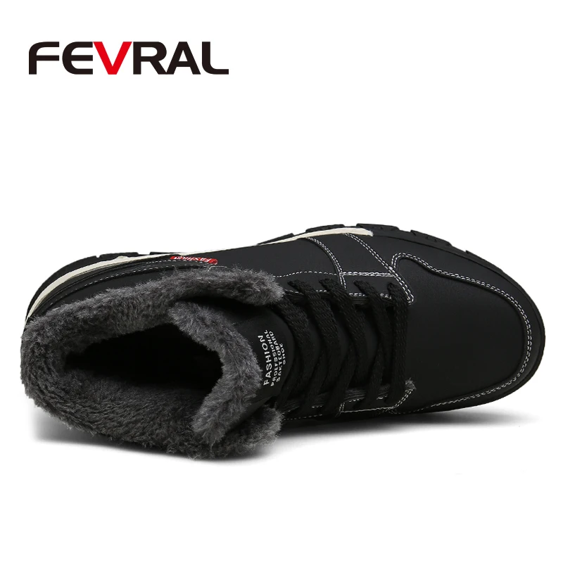 FEVRAL/кожаные мужские ботинки; Сезон Зима; коллекция года; теплые зимние ботинки на меху; Мужская зимняя повседневная обувь для работы; кроссовки; высокие резиновые ботильоны