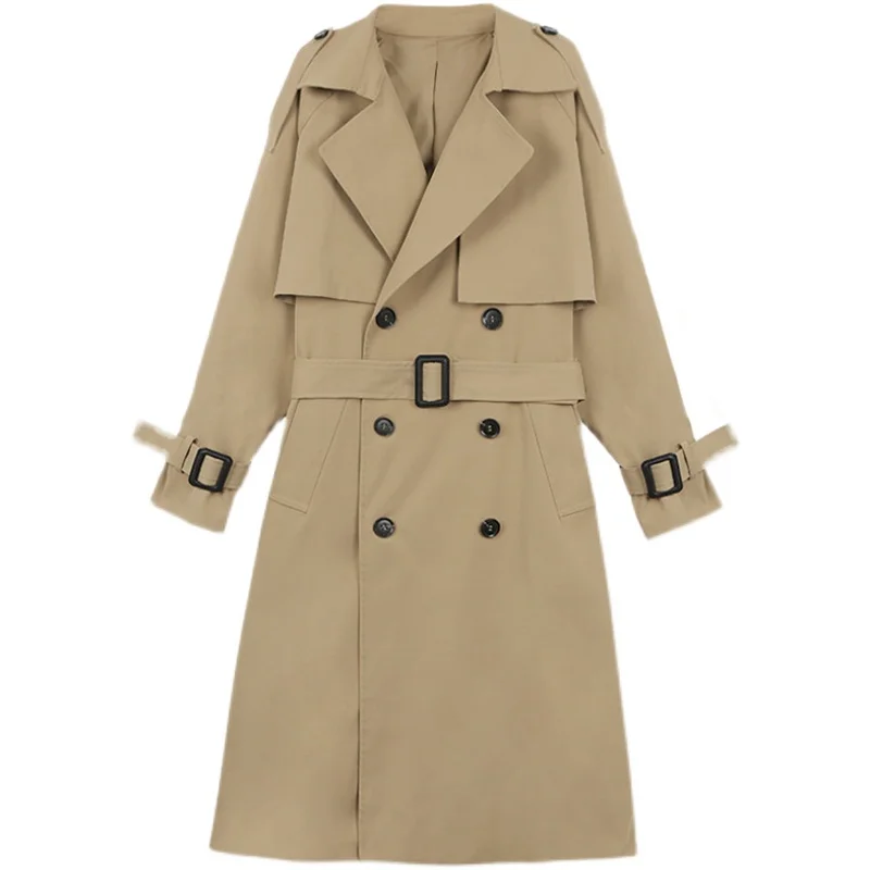 

Женский Длинный свободный тренчкот большого размера, однобортный плащ с поясом, ветровка серого цвета, верхняя одежда в Корейском стиле на ...