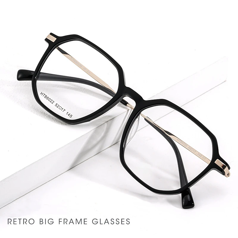 

YIMARUILI 2022 новые ульсветильник Ретро ацетатные многоугольные очки из чистого титана оправа для очков при близорукости для мужчин и женщин ...