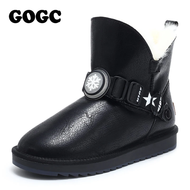 GOGC женские сапожки снегоступы для женщины сапоги 2019 Теплые боты натуральный мех