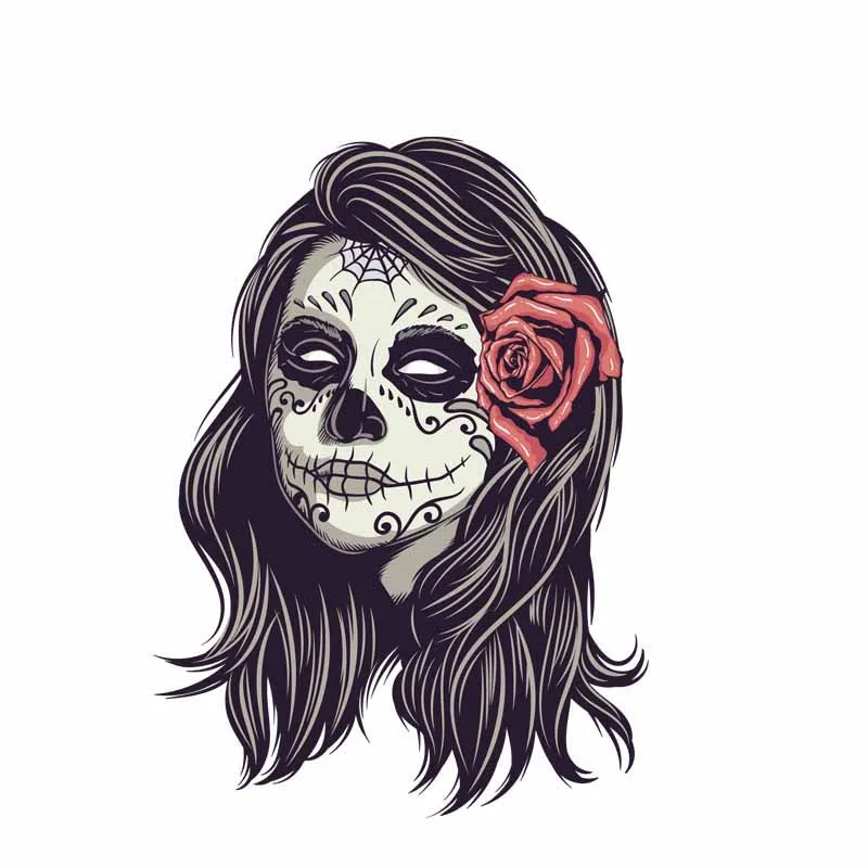

14cm Car Styling Sugar Rose Skull Motorcycle Decal Car Sticker
