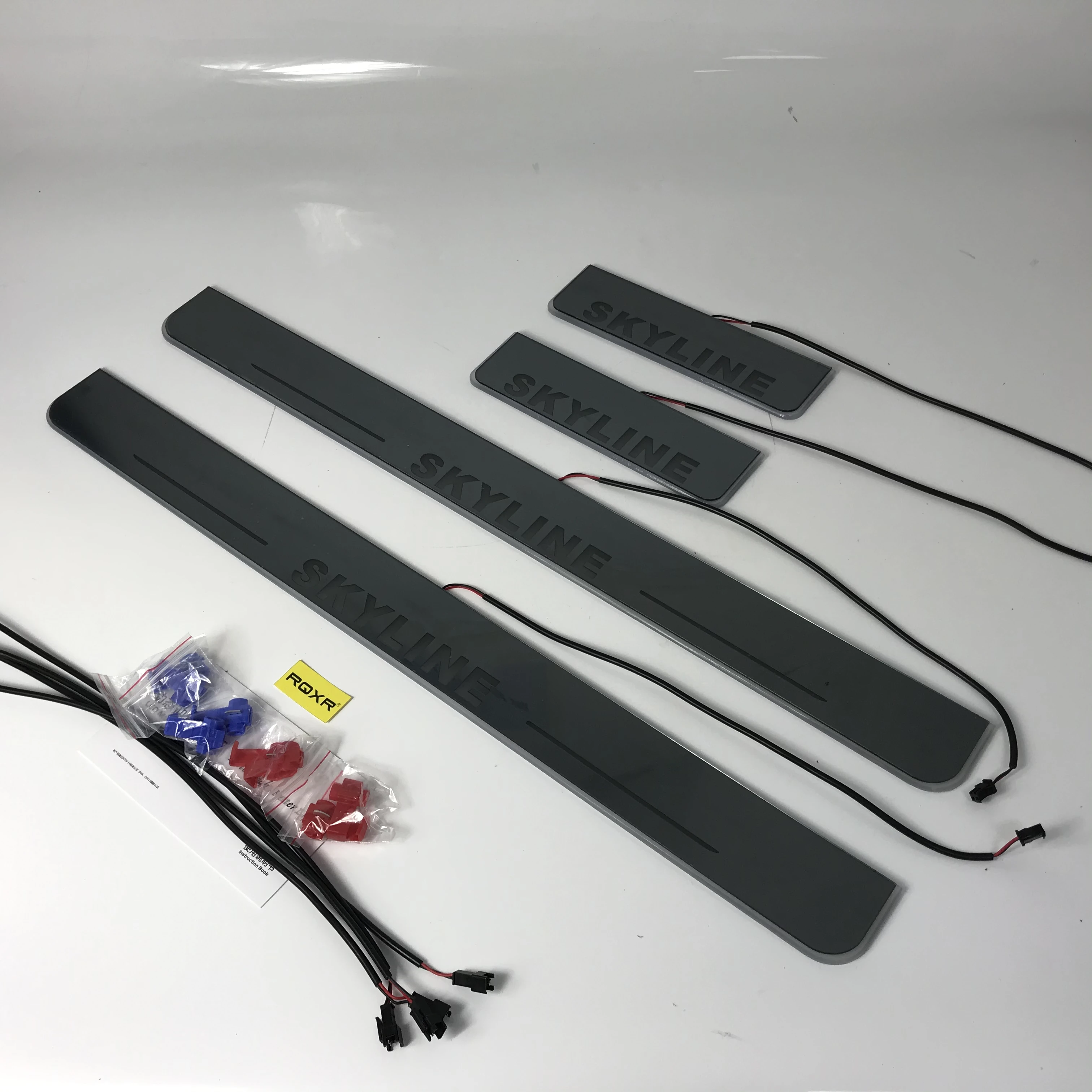 

RQXR led moving door scuff for Nissan Skyline V36 dynamic door sill plate flat lining overlay flow/fixed light