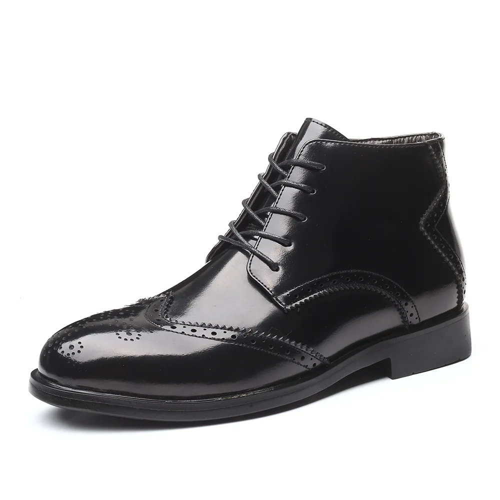 

plus size men casual business wedding formal dress cow leather boots carved brogue shoes gentleman ankle boot bullock botas man