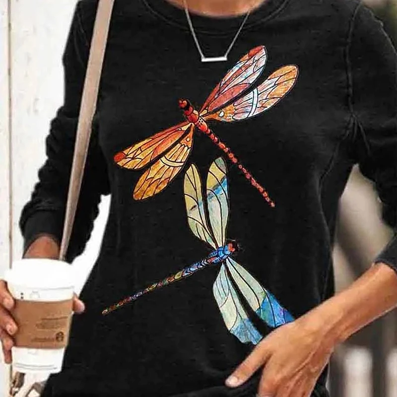 

T Shirt Women Animal Printed Long Sleeve Top Ladies Casual Pullovers O Neck T Shirt Female Top Women's T Shirt