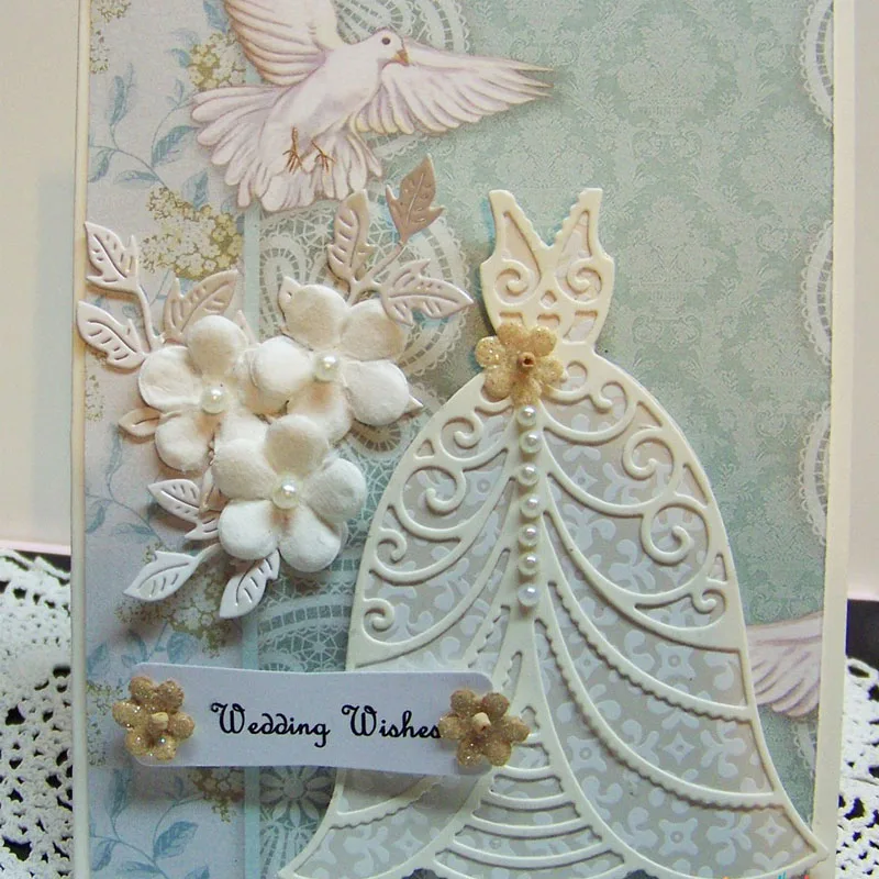 Необычное свадебное платье высечки для изготовления открыток выдолбленные