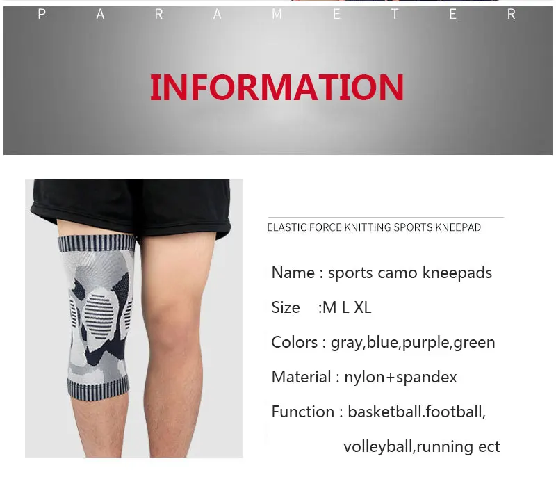 Fitness Running Cycling Knee Support Braces Elastic Nylon Sport Compression Knee Pad Sleeve for Basketball Volleyball