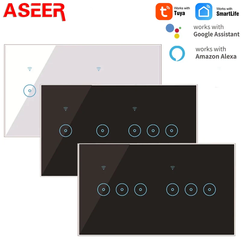 ASEER Ewelink/Tuya Smart Switch 1/2/3/4/5/6 Gang US WIFI AC90-250V ЕС светильник поддержка Alexa Google Voice Contro |