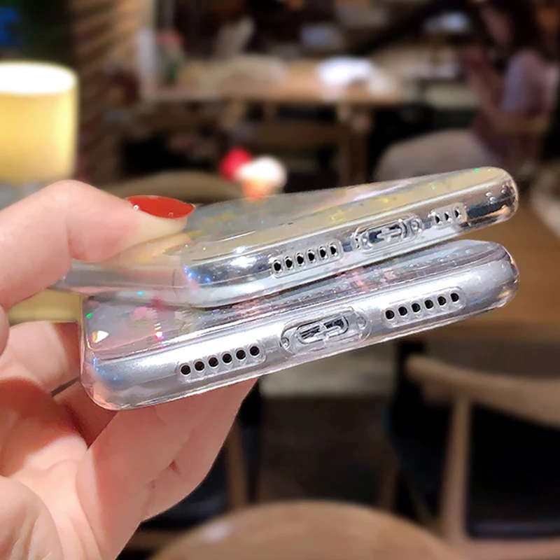 

Real Floral Clear Glitter Silicone Phone Case For iPhone 11 Pro MAX XS X XR 7 8 Plus SE2 2020 Dried Flower Shockproof Soft Cover