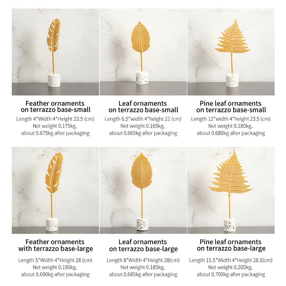 

Nordic Luxury Wind Golden Turtle Leaf Terrazzo Crafts Home Decoration Accessories Living Room Flower Ornaments Housewarming Gift