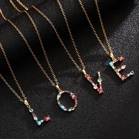 26 alphabet initial letter necklace gold color womens necklace first name letter pendant necklace copper zircon jewelry gift