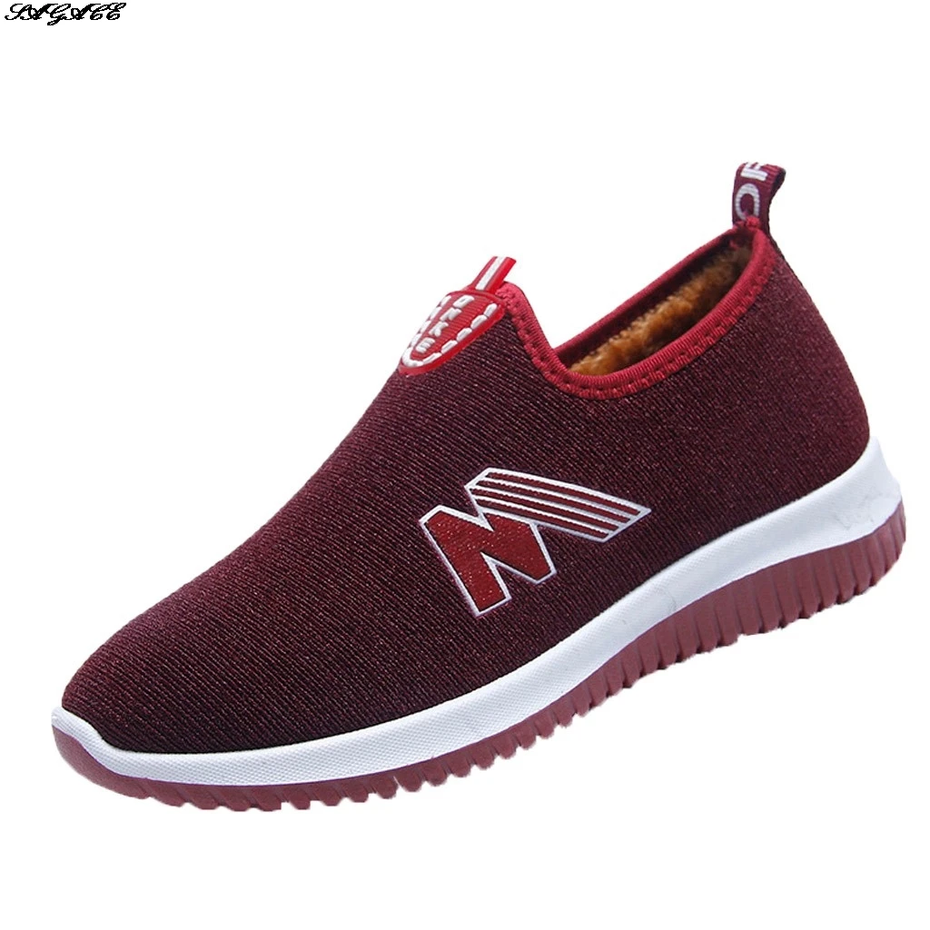 Женская зимняя теплая обувь на плоской подошве Спортивная из сетчатого