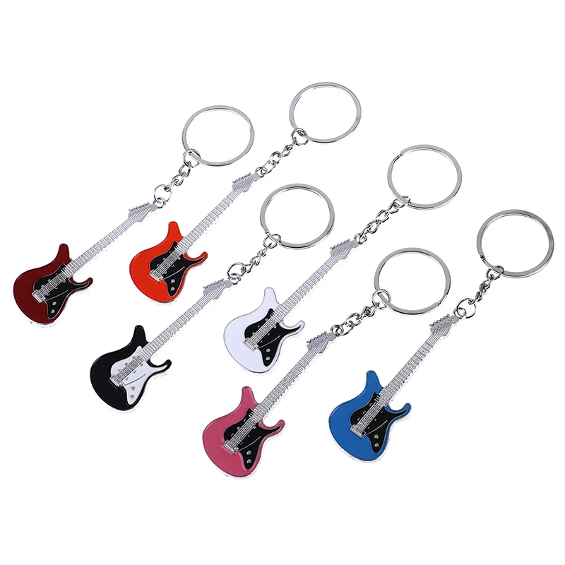 1pcs mini metall klassische elektrische gitarre keychain schlüssel auto kette gitarre schlüssel ring musical instruments anhänger f