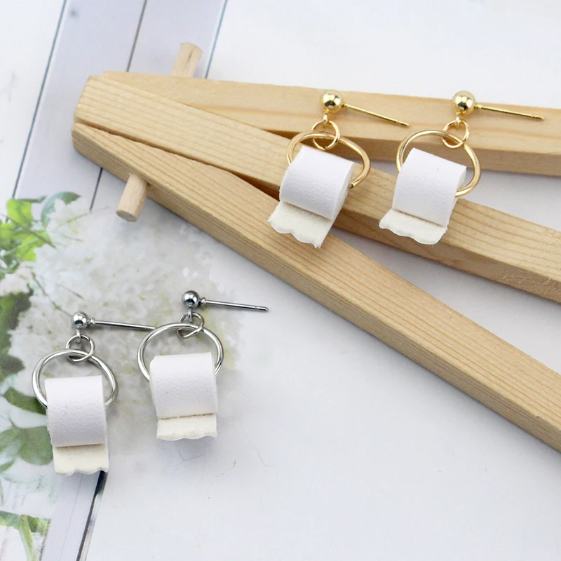 

2021 Women Earrings Fashion Personality 3D Roll Paper Dangle Earring Drop Earrings Creative Paper Towel Studs