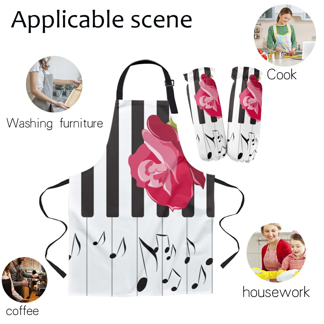 Набор кухонных фартуков с розами для фортепиано и музыки Love вечерние комбинезоны