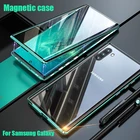 Двухсторонний магнитный металлический чехол для Samsung Galaxy S20 S10 S9 S8 Plus Note 20 UItra 10 Pro 8 9 A51 A71 A50 A70 A10, стеклянный чехол