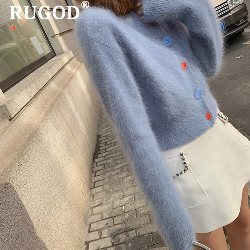 RIUGOD Cashmere cardigan women elegant single-breasted long sleeve slim knit sweater coats female 2019 Casual soft auturm |