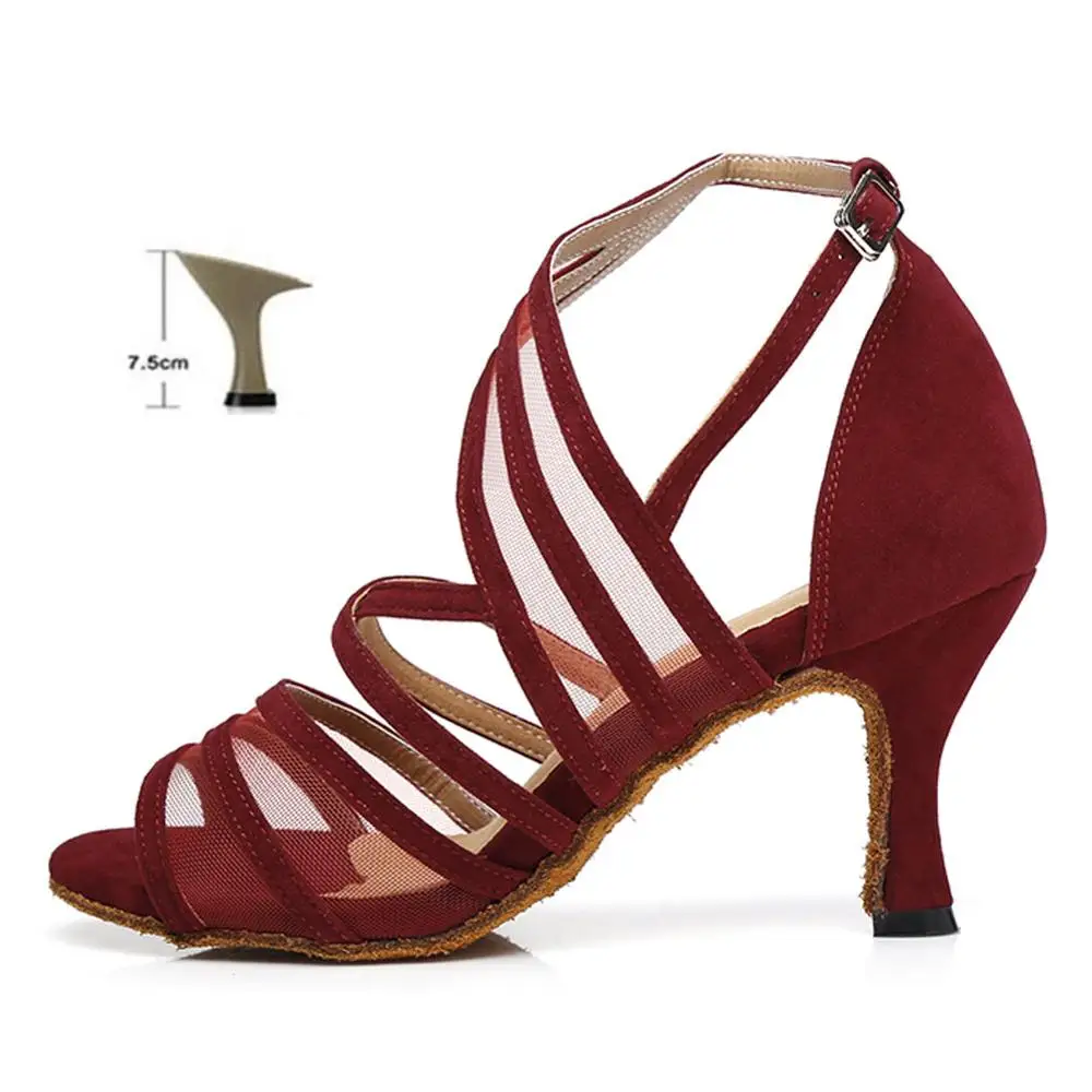 Red1 7.5cm New women's girls ladys Latin Dance Shoes Ballroom indoor tango salsa Dancing Shoes high heel wholesale Hot sale - Цвет: Red1 7.5cm