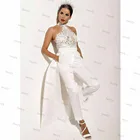 Пляжное свадебное платье принцессы 2 в 1, es с нарукавником, топ с лямкой на шее, прозрачное кружевное свадебное платье в стиле бохо, фотосессия 2021, для невесты