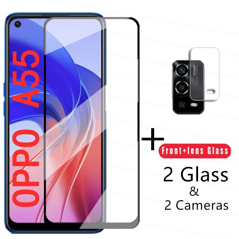 Фото 4-в-1 2.5D Закаленное стекло для OPPO A55 стекло для OPPO A55 A95 A94 A74 A54 A53 A72 A52 Защитная пленка для экрана для OPPO A55 №1