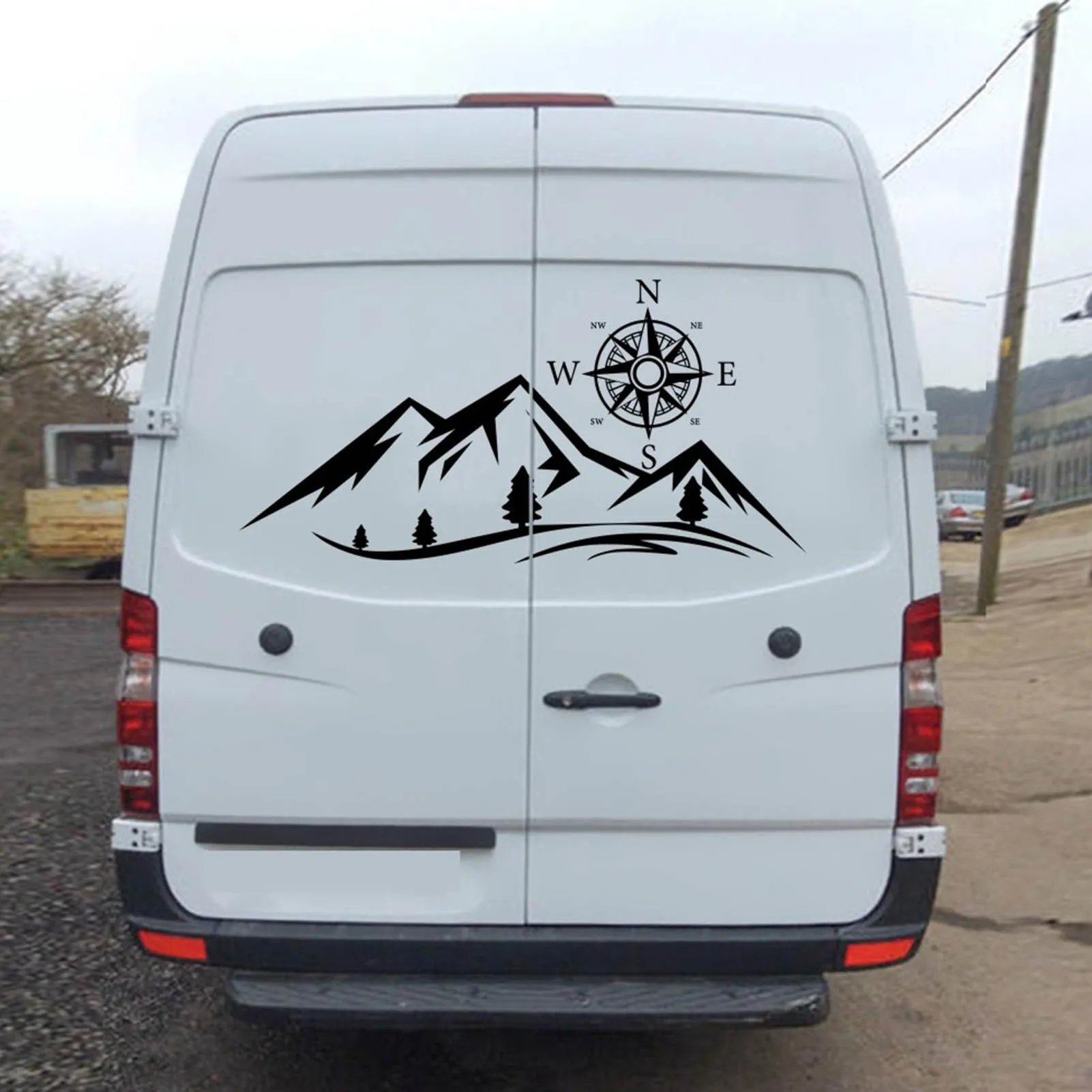 

2PCS Car Sticker Mountains NSWE Compass Navigate Style Car Truck Sticker Decal Auto Fashion Decoration 19.7*19.7in 19.7*59in